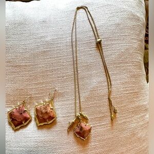 Kendra Scott Pink and Gold Earrings And Necklace